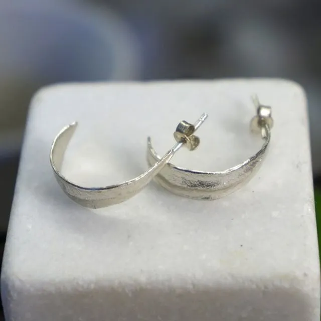 Hoop Olive leaf earrings sterling silver.