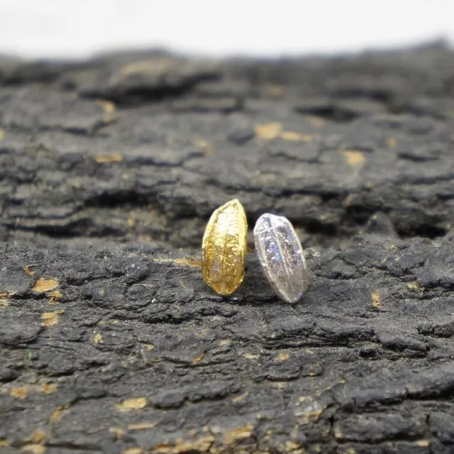 Small Stud Earrings Olive tree Leaf in Sterling Silver.