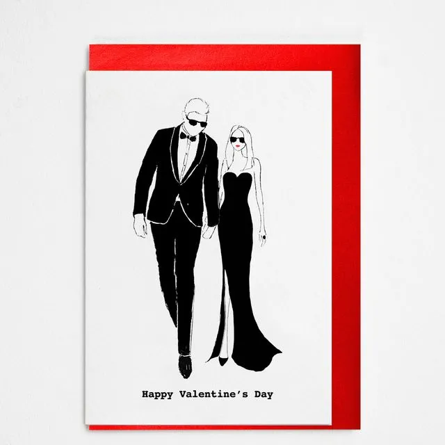"Happy Valentine's Day" (Black Tie) A6 Card - Pack of 6
