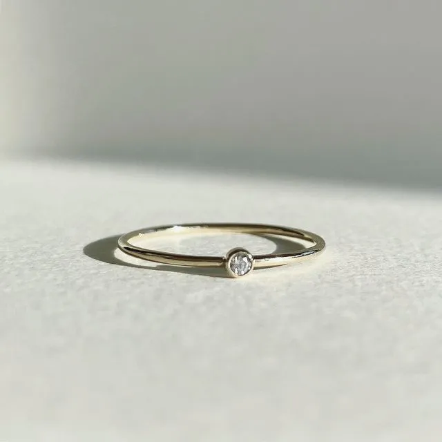 Tiny Diamond Ring in Recycled Gold