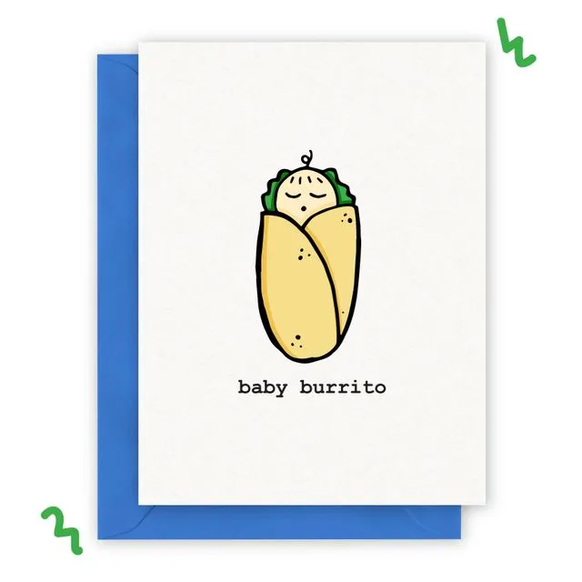 Baby Burrito A2 Greeting Card with Envelope- Light Skin Tone