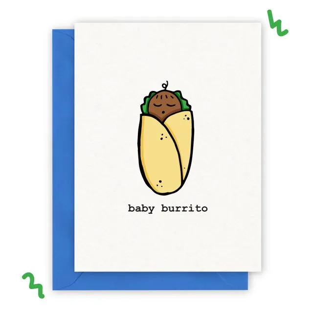 Baby Burrito A2 Greeting Card with Envelope (Dark Skin Tone)
