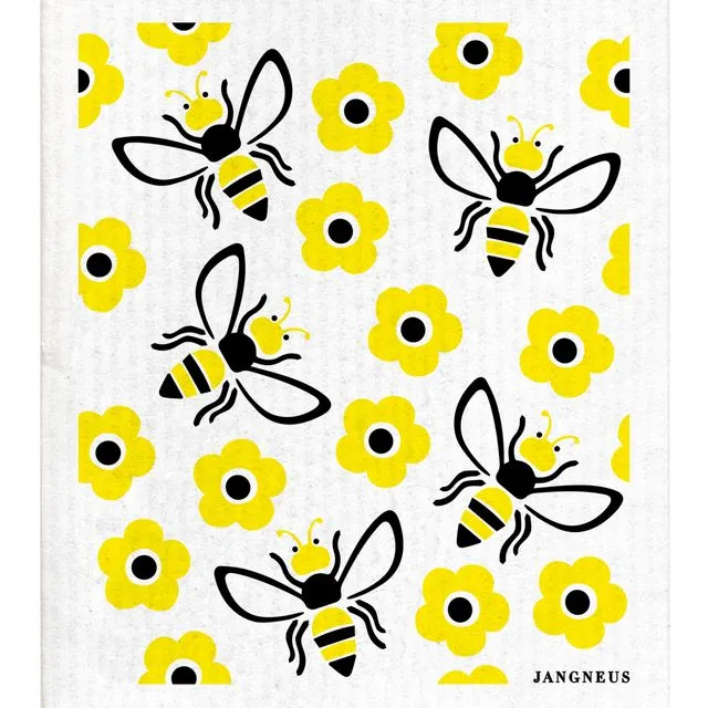 Swedish Dishcloth - Bees - Yellow