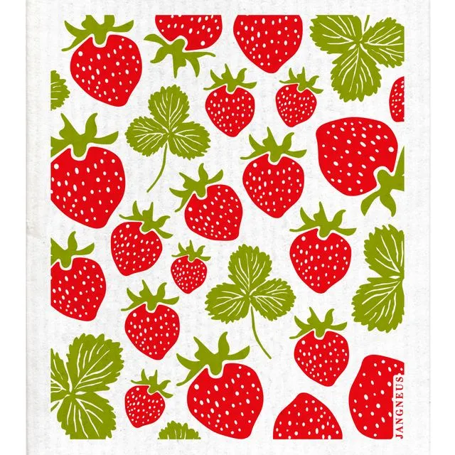 Swedish Dishcloth - Strawberries- Red