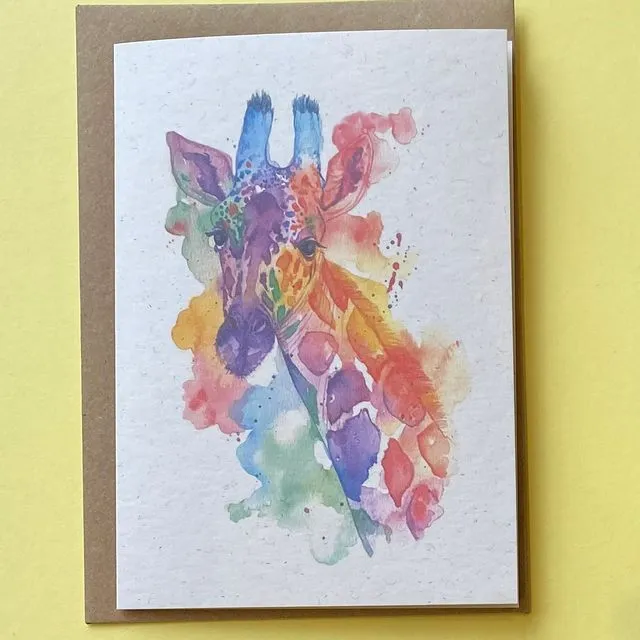 Rainbow giraffe card