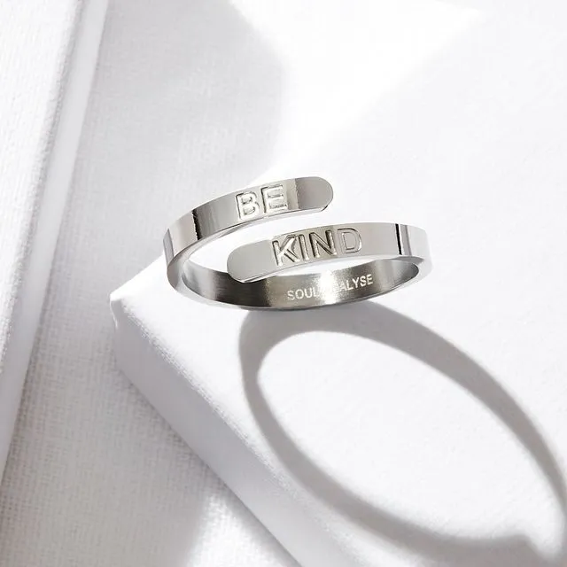 ‘Be Kind’ Affirmation Ring Silver