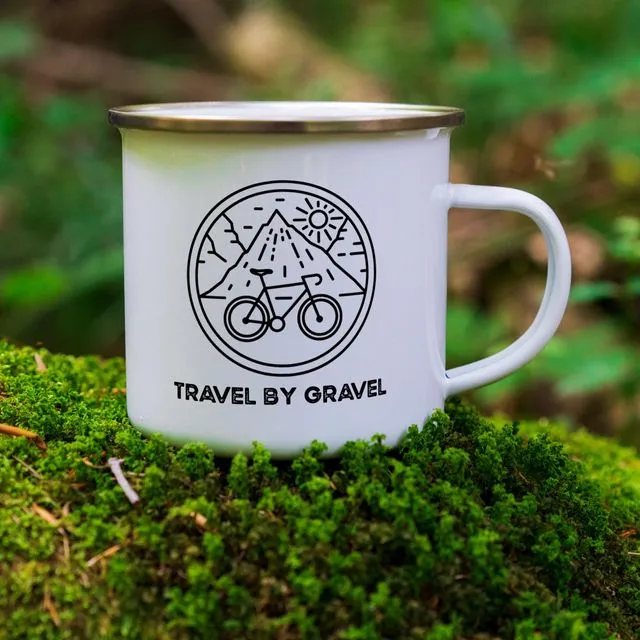 Travel By Gravel Enamel Camper Mug