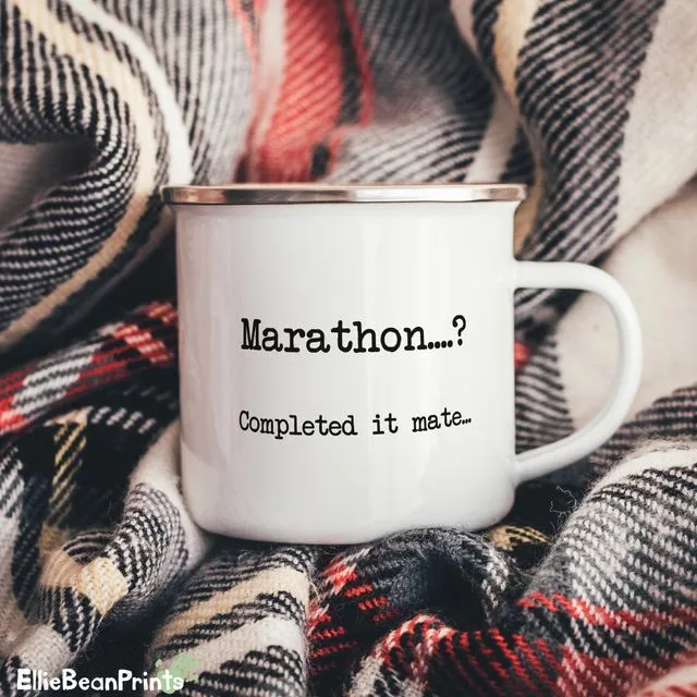 Marathon...Completed it Mate Enamel Camper Mug