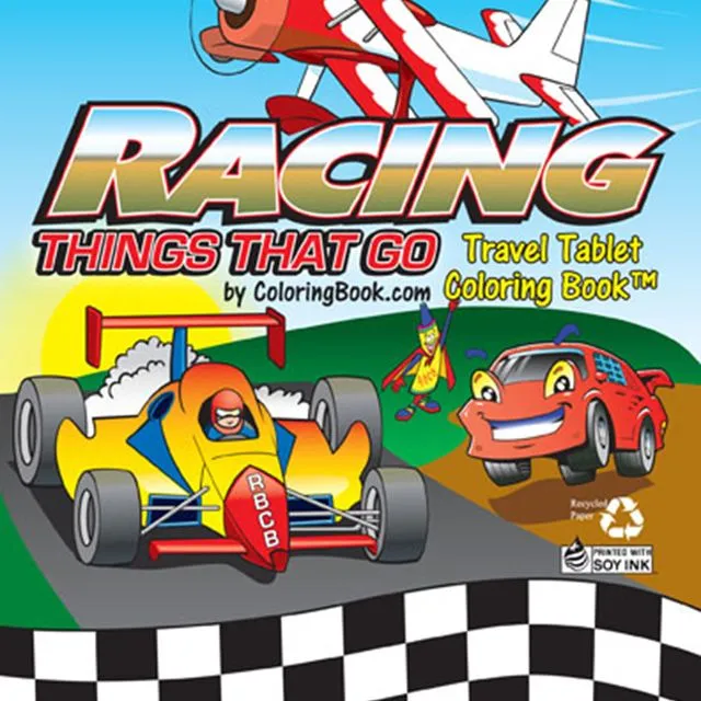 Racing Travel Tablet Coloring Book (12 Pack)
