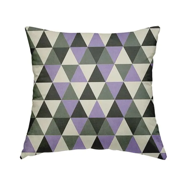 Polyester Fabric Geometric Purple Grey White Black Pattern Cushions Piped Finish Handmade To Order-Medium