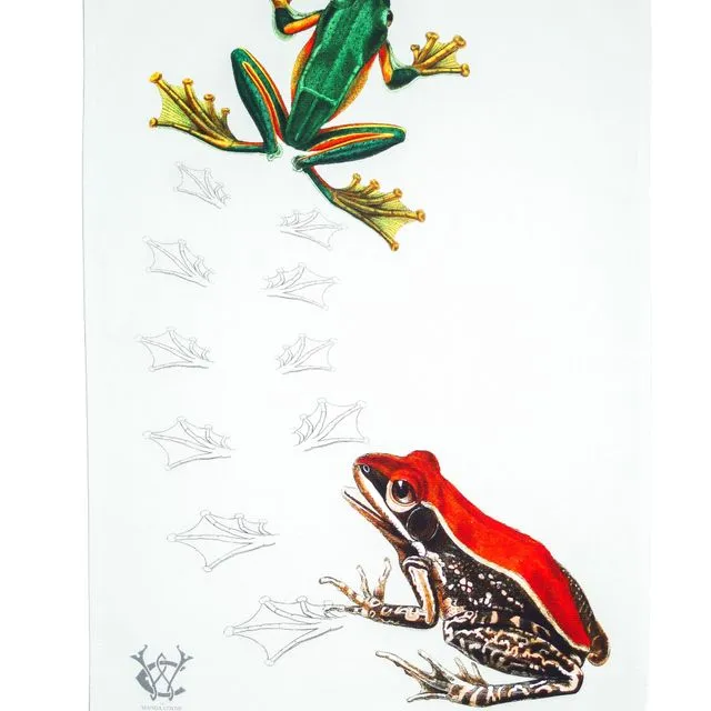 Frog & Toad Print Tea Towel Luxury Cotton Gift UK Made