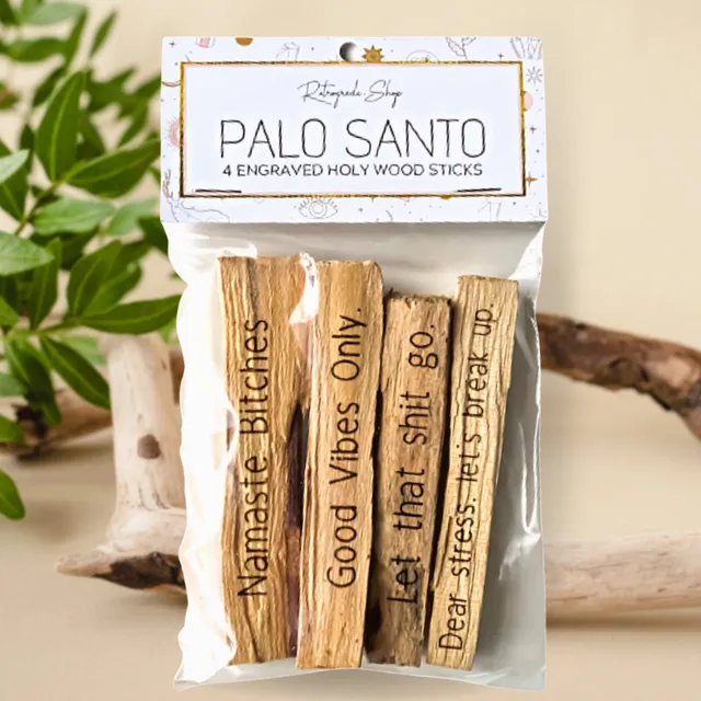 4 Pack - Engraved Palo Santo