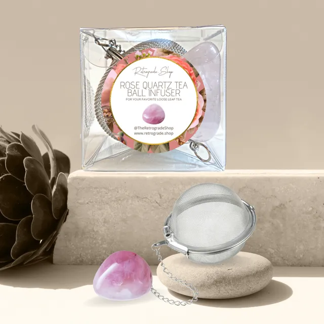 Rose Quartz Crystal Gemstone 2-Inch Tea Ball Infuser