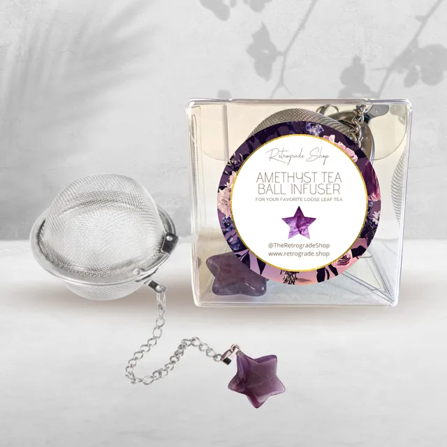 Star Amethyst Crystal Gemstone 2-Inch Tea Ball Infuser