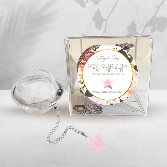 Star Rose Quartz Crystal Gemstone 2-Inch Tea Ball Infuser