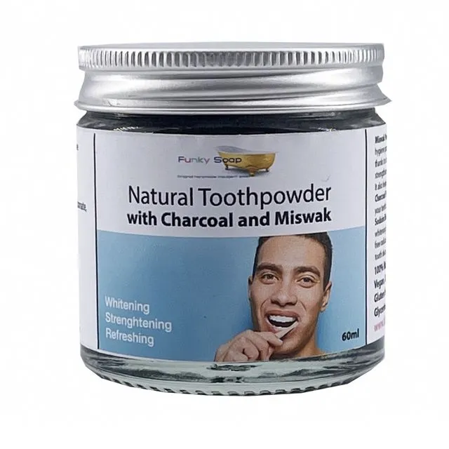 Charcoal and Miswak Natural Tooth Powder, 60ml