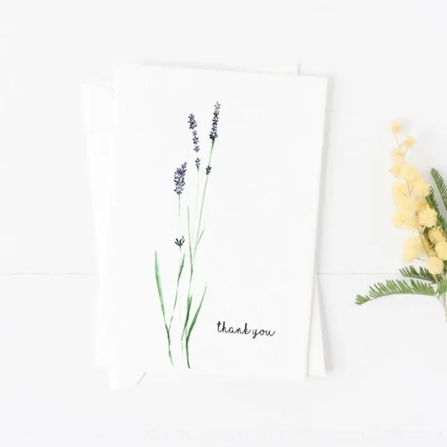 Lavender Thank You cards!! Pack of 8, Botanical print cards. Blank inside. Sustainable 100% recycled Gift - Pack of 8