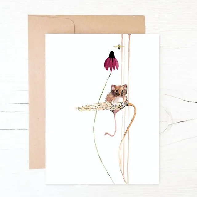 Harvest Mouse Greeting Card 100% recycled Paper