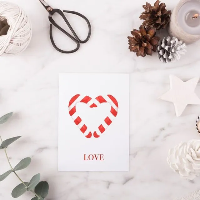Love Candy Cane 100 % Recycled Christmas Card - Pack of 8
