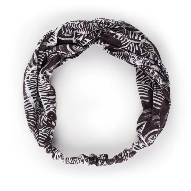 Zebra Print 100% Silk Headband