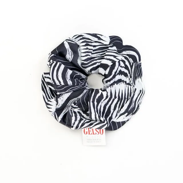 Zebra Print 100% Silk Scrunchies