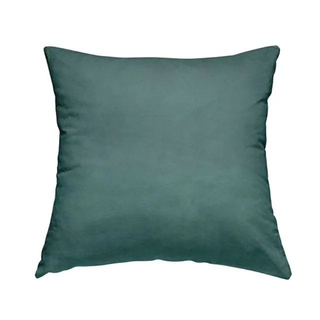 Velvet Fabric Soft Ocean Blue Plain Cushions Piped Finish Handmade To Order-Medium