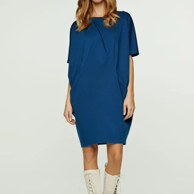Petrol Batwing Style Dress with Pockets