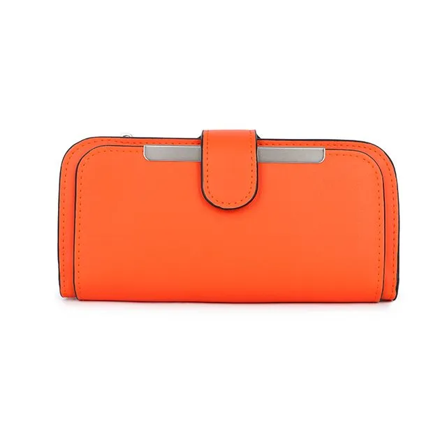 PU Leather Wallet for Women Zipper Purse with Multiple Card Slots - 12303 orange