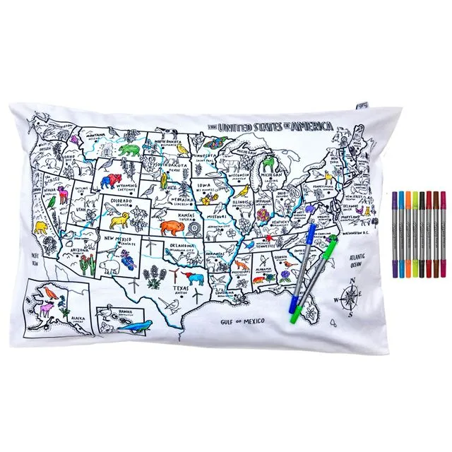 US Map Pillowcase