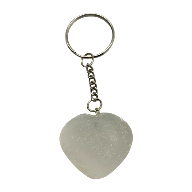 Crystal Heart Keychain, 10x3cm, Selenite