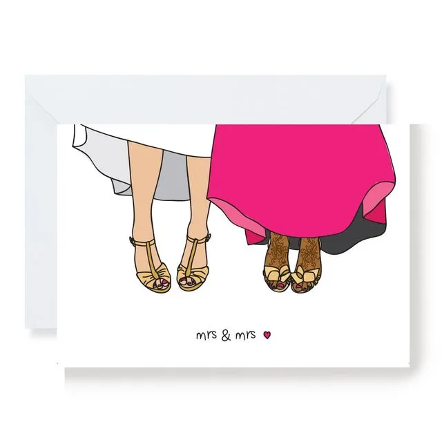 Mrs & Mrs Wedding Shoes Indian Wedding Card