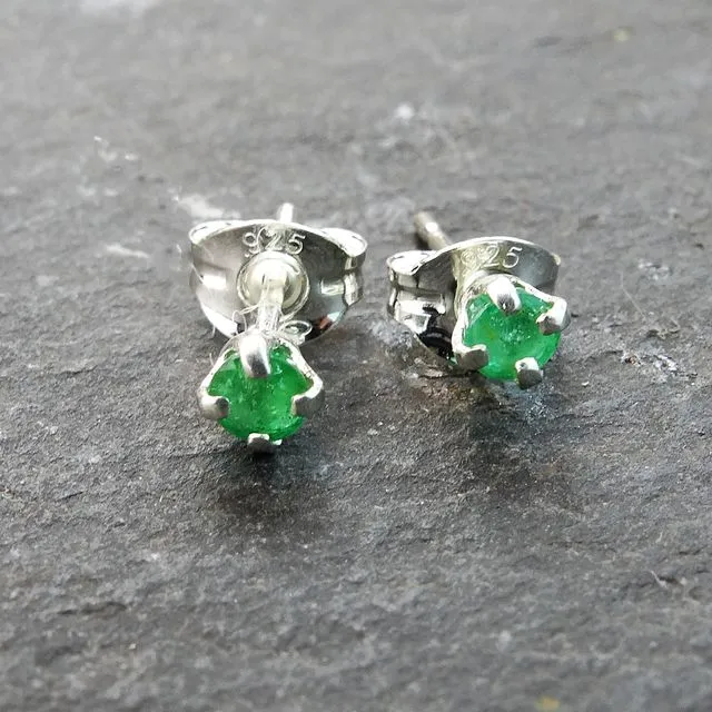 Emerald birthstone stud earrings