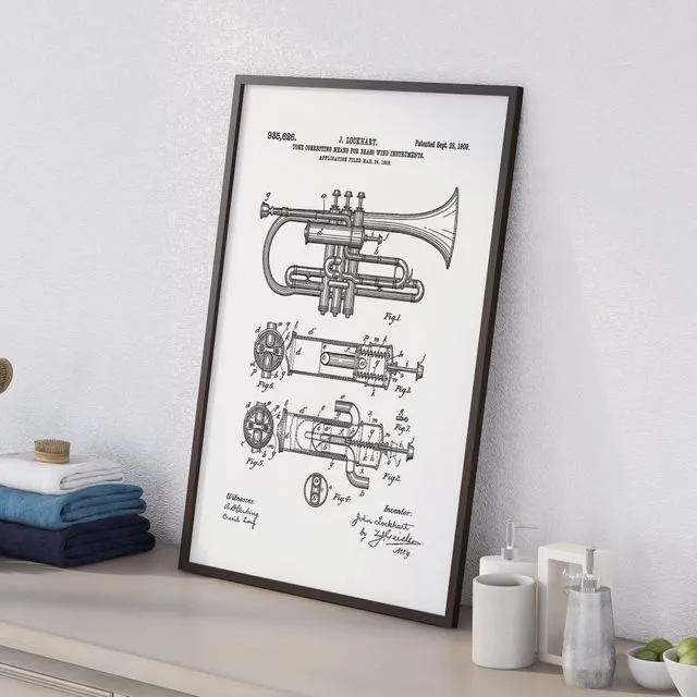 Patent drawing print: Trumpet (Size A5/A4/A3)
