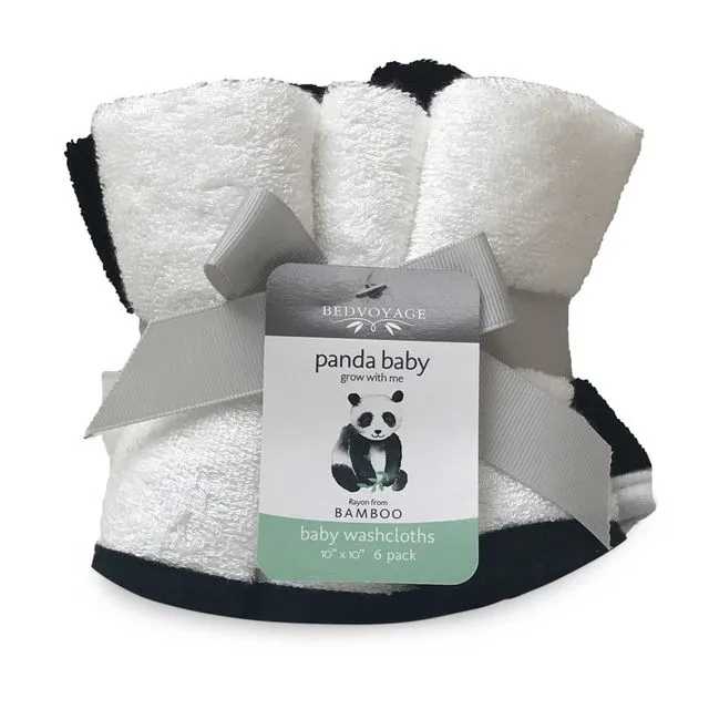 Panda Baby Rayon Viscose Bamboo Baby Washcloth 6pk - White/Black