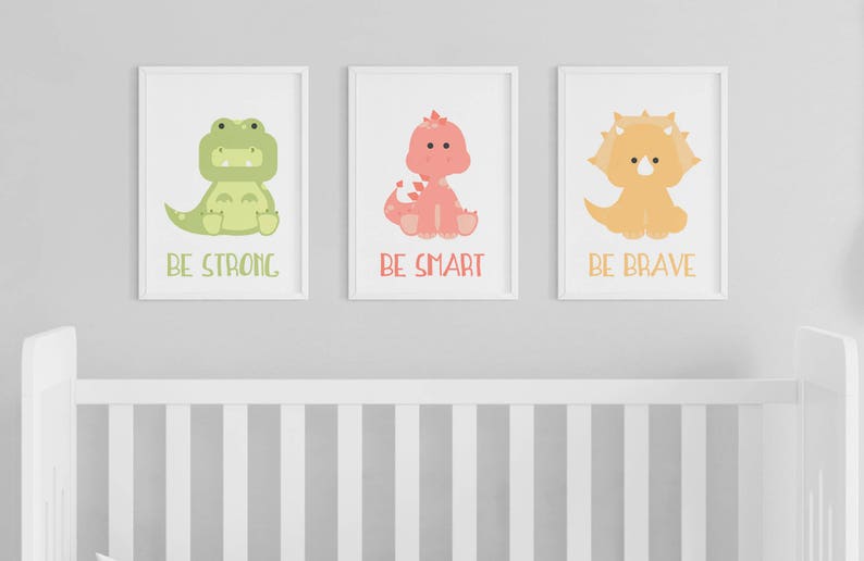 Dinosaur Be Brave, Be Smart, Be Strong Nursery Art