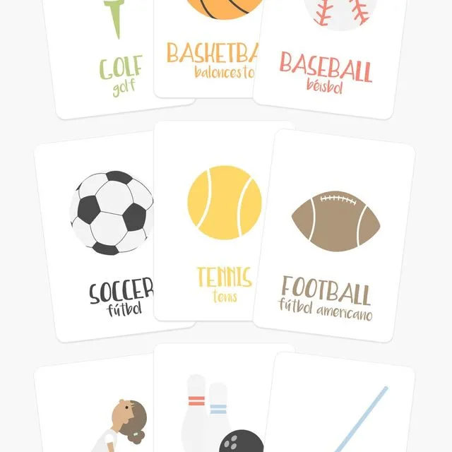 Sports Flashcards, Learning Sports, Basketball Toy, Baseball Lover Gift, Volleyball toddler gift, Golf Baby Gift, Athletics Cards, Yoga Card