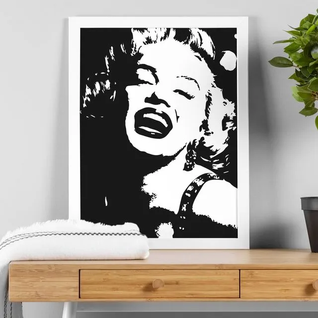 Marilyn Monroe black and white silhouette print (Size A5/A4/A3)