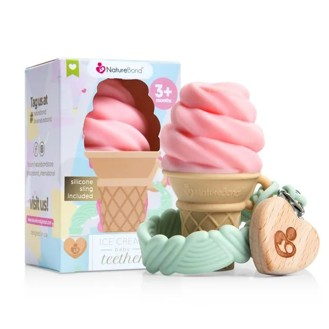 NatureBond Ice Cream Baby Teether with Silicone Sling (5 colours)