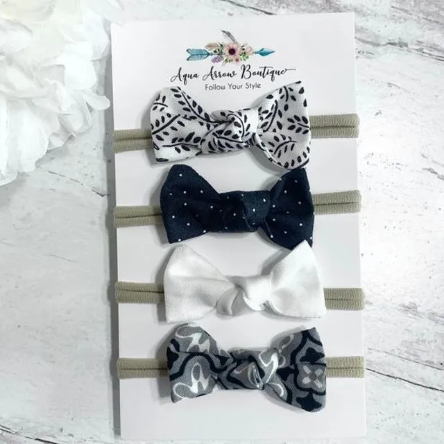 Baby Nylon Headband Set - Black and White