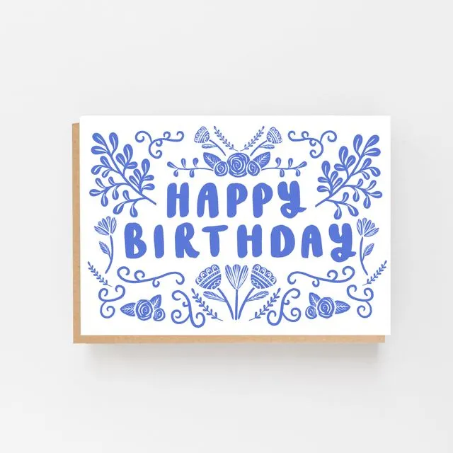Lomond Paper Co. A6 - Happy Birthday Folk - Blue
