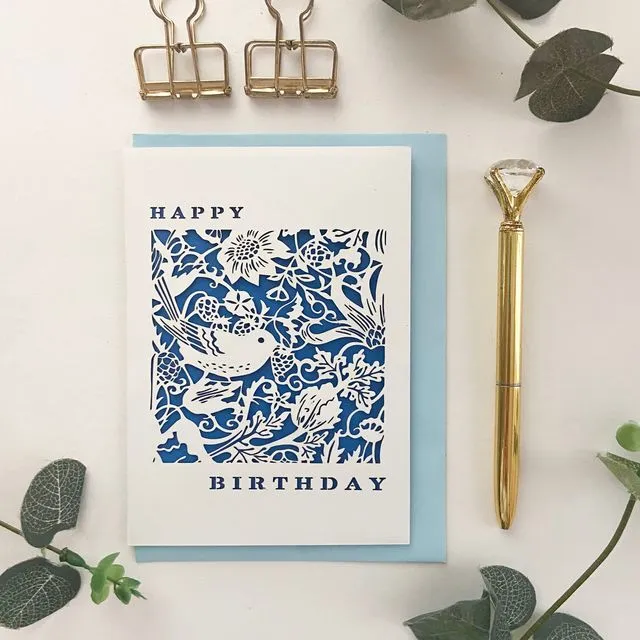William Morris birthday card, 3D birthday card, Spring garden birthday card