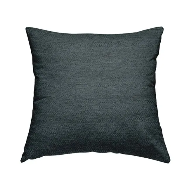 Chenille Fabric Textured Navy Blue Plain Cushions Piped Finish Handmade To Order-Medium