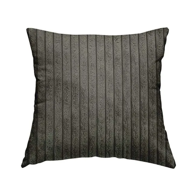 Polyester Fabric Super Jumbo Cord Charcoal Grey Plain Cushions Piped Finish Handmade To Order-Large