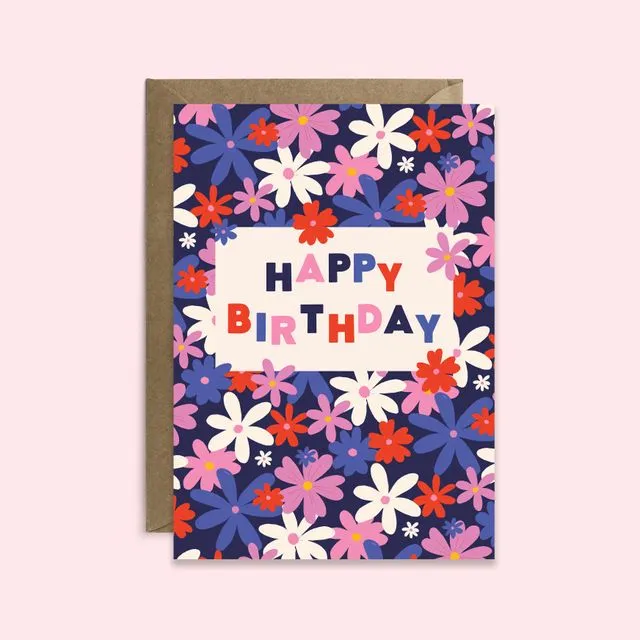 Happy Birthday Flowers Card (Case of 6)