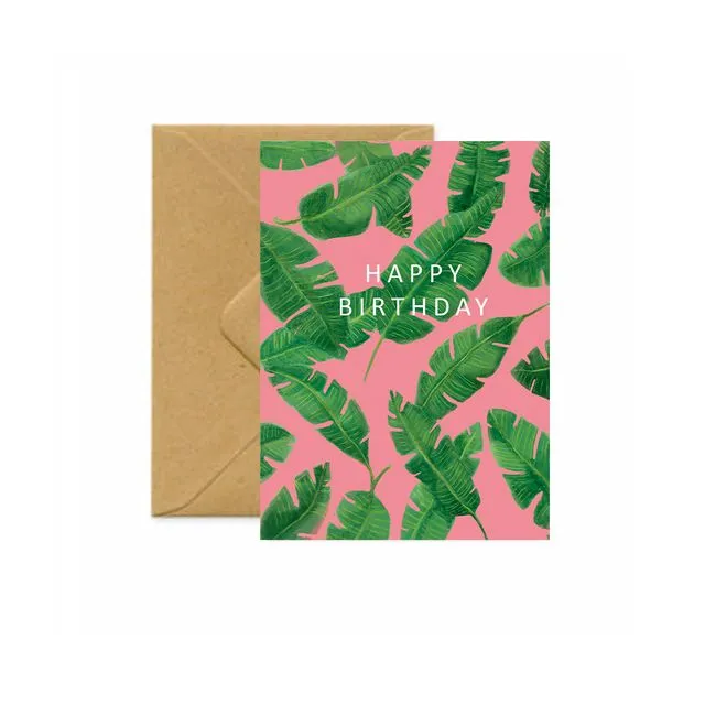 Banana Leaves Birthday Greetings Card (Case of 6 Cards)