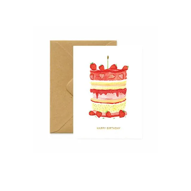 Strawberry Layer Cake Birthday Card