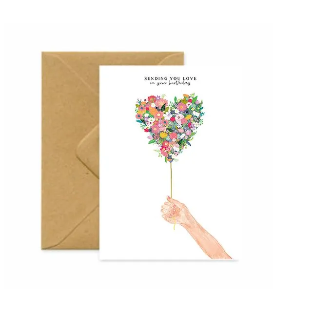Floral Heart Birthday Card
