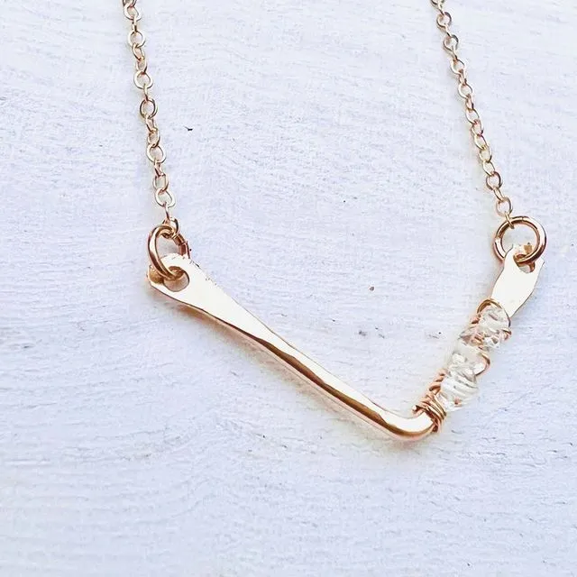 Simple Herkimer Diamond Chevron Necklace