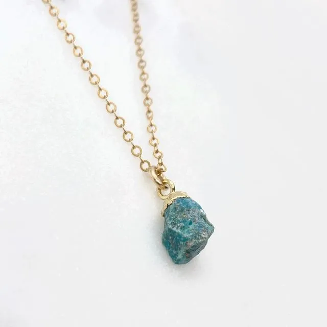Raw Rough Cut Turquoise Necklace - December Birthstone