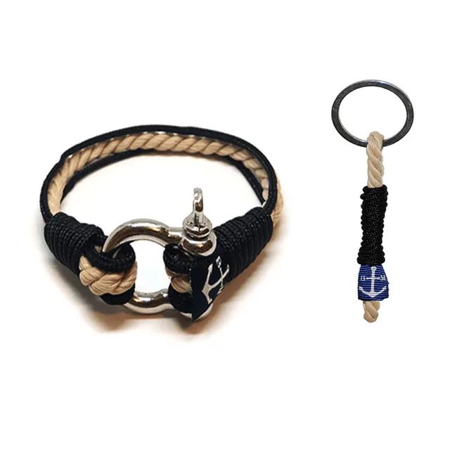 Classic-Black Nautical Bracelet & Keychain